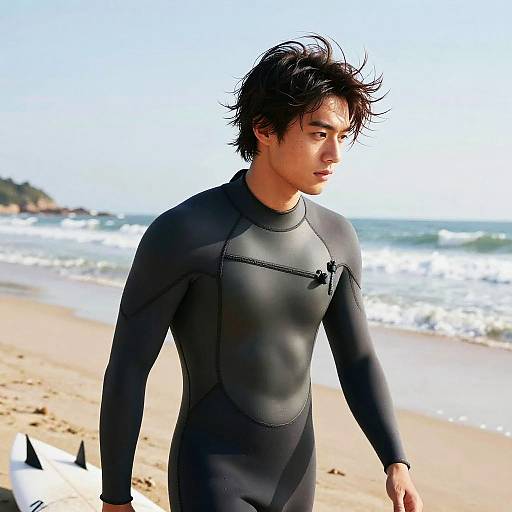 Male Surfer with Windswept Hair