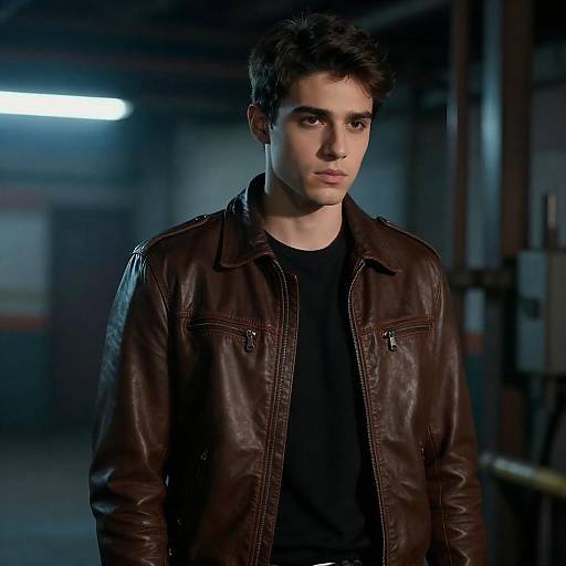 Brooding Young Man in Industrial Light