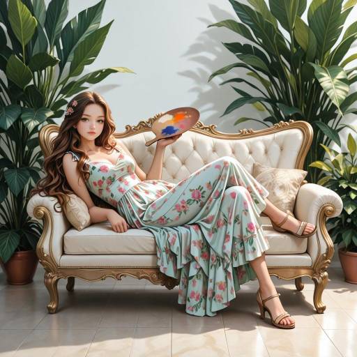 Vibrant Artist Relaxing in Tropical Oasis Vibrant Artist Relaxing in Tropical Oasis