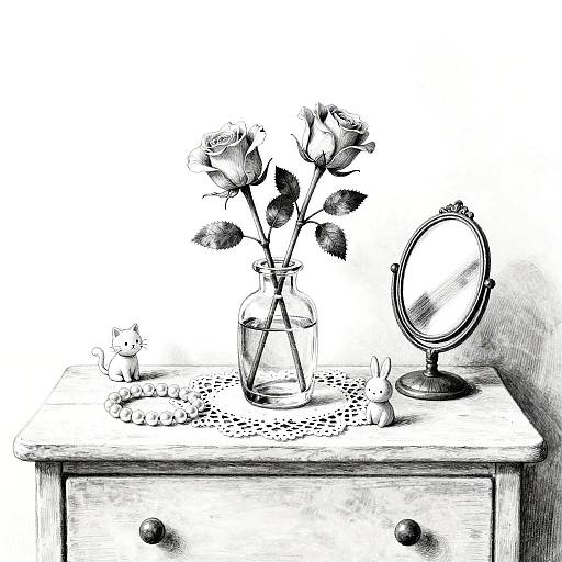Whimsical Black-and-White Still Life