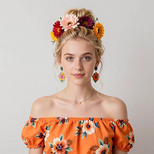 Charming Young Woman in Floral Dress