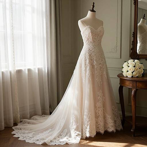 Elegant Vintage Wedding Dress Display