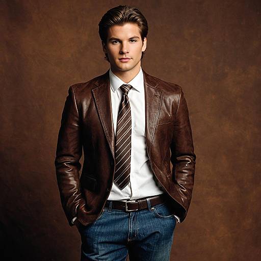 Stylish Male in Leather Blazer Portrait