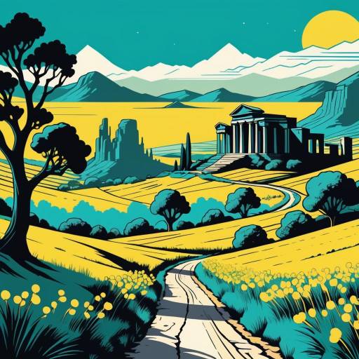 Illustrated Ancient Temple Landscape