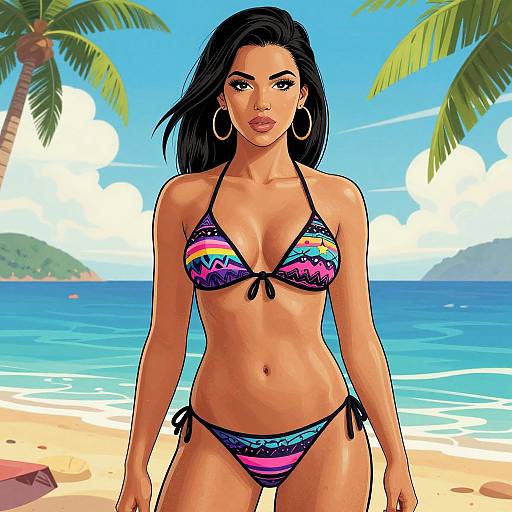 Pop Star Bikini Beach Scene