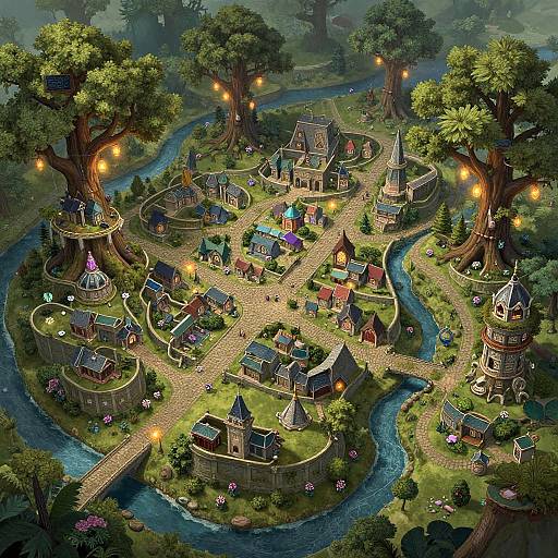 Lush Elven Woodland City Map