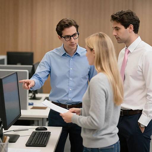 Three Colleagues Reviewing Computer Screen