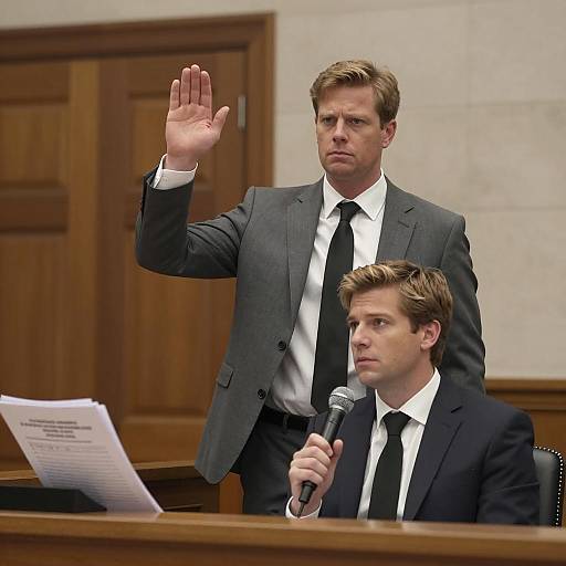 Courtroom Scene with Two Men
