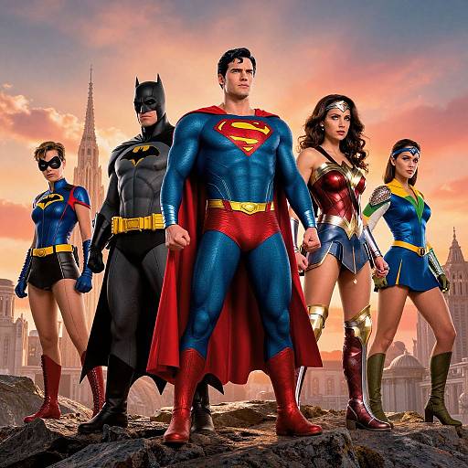 Justice League Heroes on Rocky Terrain