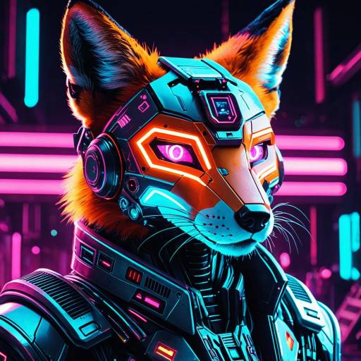 Neon Synthwave Cyborg Fox Neon Synthwave Cyborg Fox