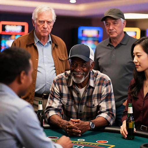 Casino Table Scene with Diverse Group