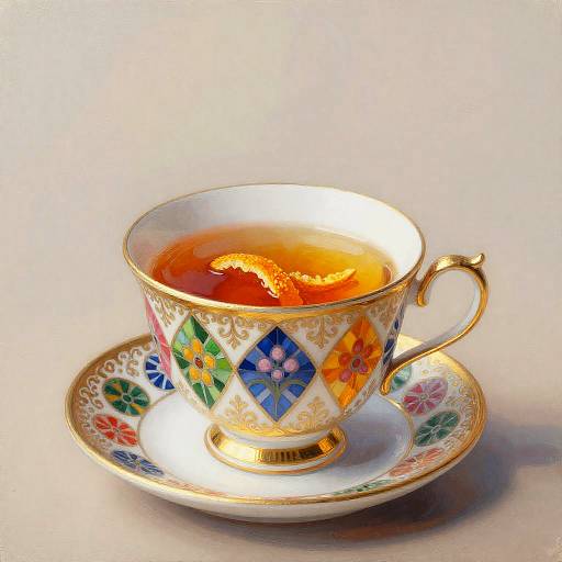 Gilded Viennese Porcelain Teacup with Honey-Saffron Tea