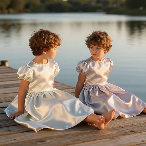 Boys in Silk Dresses at Lake