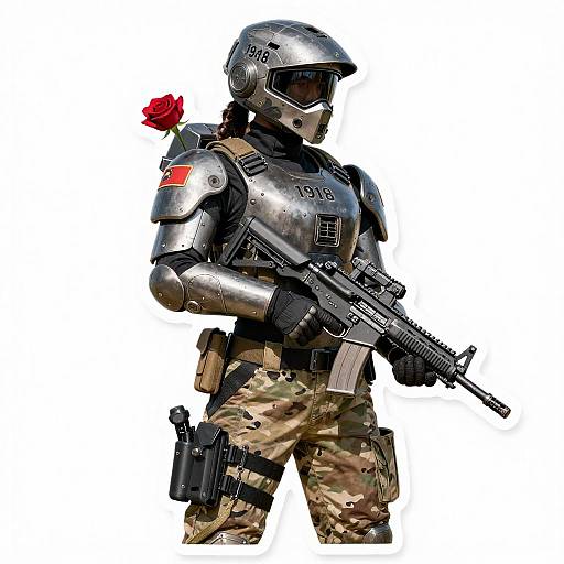 Female Exo-Battalion Scout with M4 Rifle and Rose