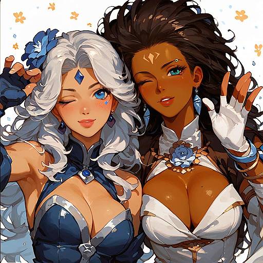 Retro 1990s Dark-Skinned Duo Portrait