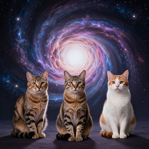 Cosmic Quartet of Contemplative Cats