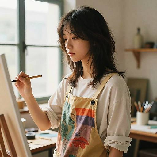 U-Cut Layers Hairstyle in Art Studio