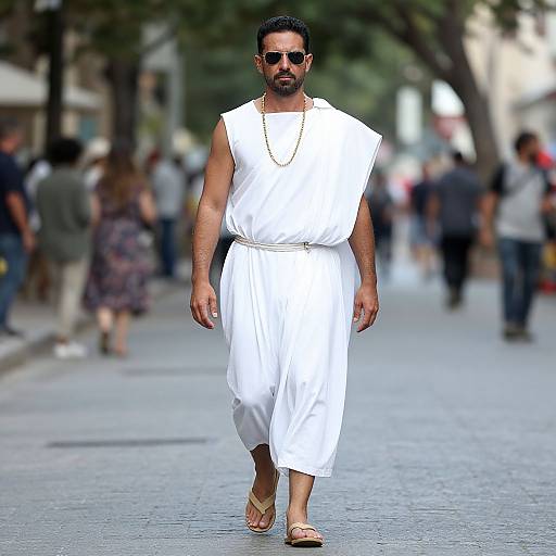 Man in White Toga Costume