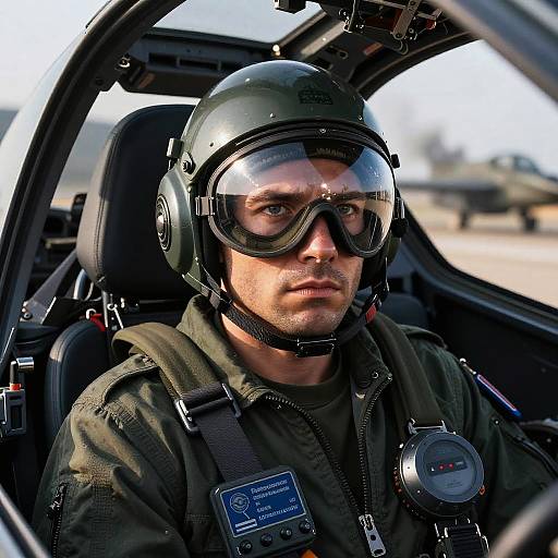 Intense Hunter Eyes in Cockpit