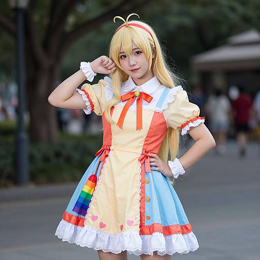 Photograph of a young Asian woman cosplaying as Alice from 
