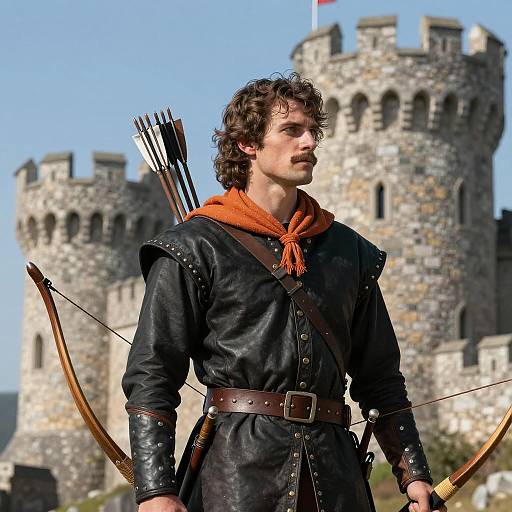 Medieval Archer with Castle Background