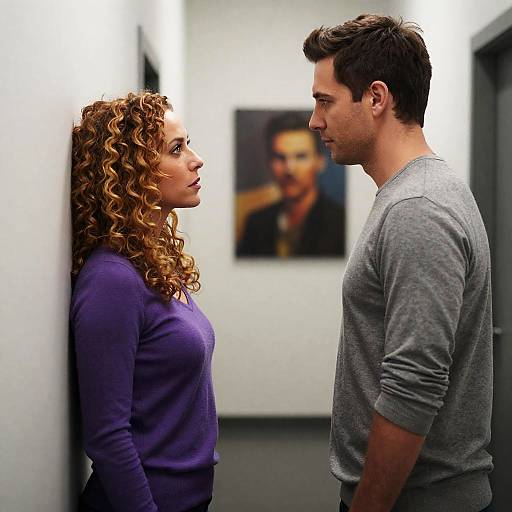 Intense Profile Portrait in Narrow Hallway