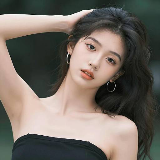 Portrait of Young Woman with Hoop Earrings