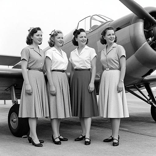 1940s Women Beside Airplane