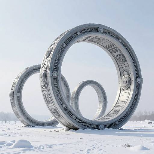 Otherworldly Mechanical Rings in Snow
