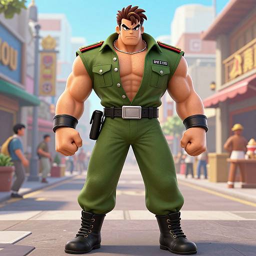 Ken in Military Outfit Street Scene