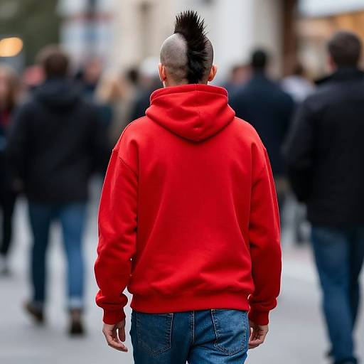 Person in Red Hoodie with Mohawk