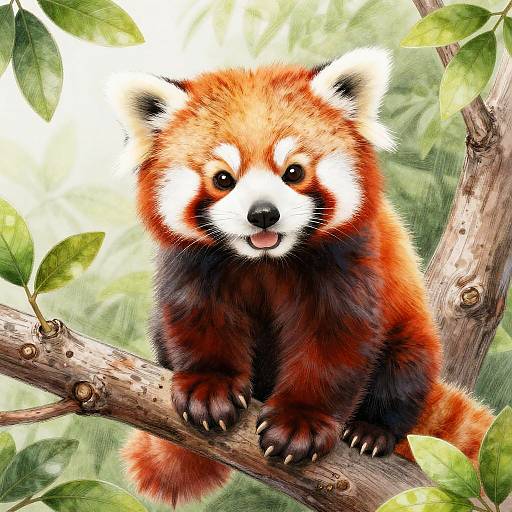 Adorable Baby Red Panda Sketch