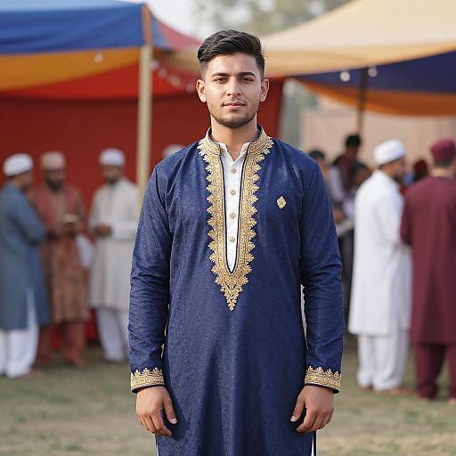 Young Man in Blue Sherwani Portrait