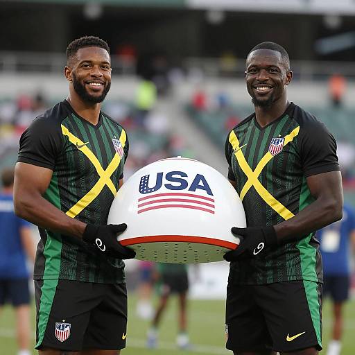 Dynamic Black Athletes with Unique Dome Object