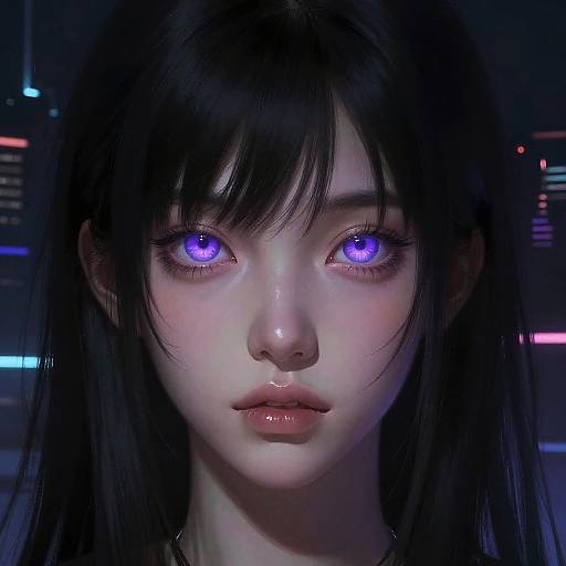 Cyberpunk Portrait with Violet Eyes