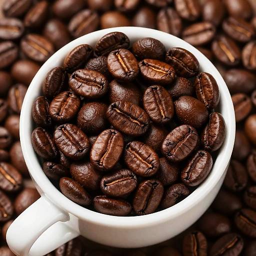 Close-Up of Coffee Beans in White Cup