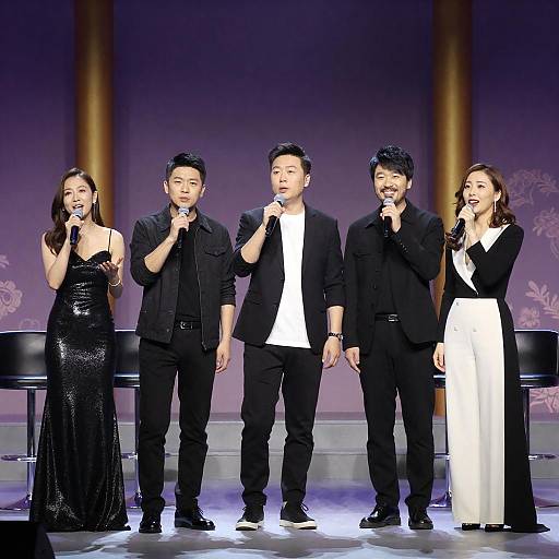 Group of Five Singers Performing on Stage