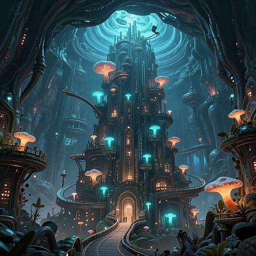 Vertically Layered Alien Cavern City