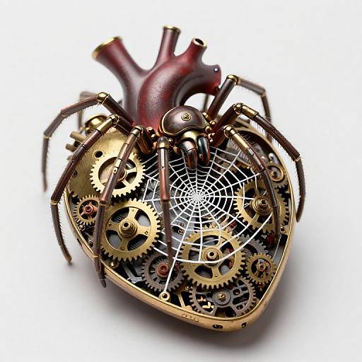 Steampunk Mechanical Spider in Heart