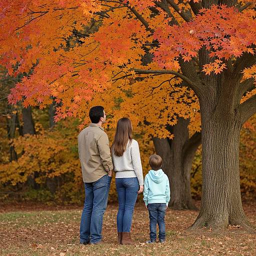 Autumn Family Portrait Under Tree