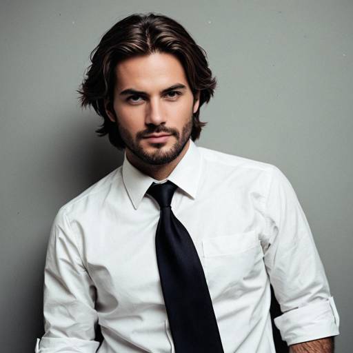 Man in White Shirt and Black Tie with Light Beard
