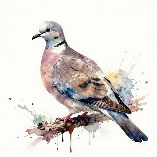 Abstract Watercolor Turtle Dove Art