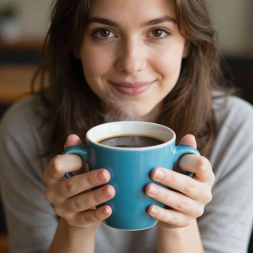 Woman Enjoying Coffee in Cozy Setting