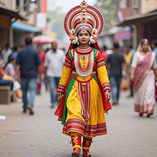 Traditional Indian Woman in Vibrant Attire