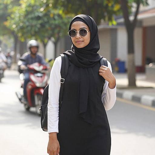 Young Woman in Black Hijab Outdoors