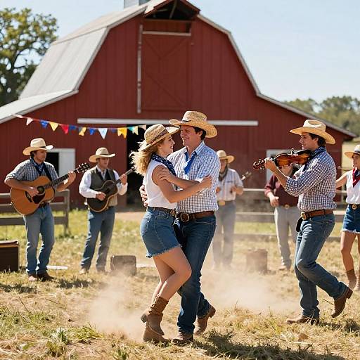 Joyful Hoedown Dance on Sunlit Farm