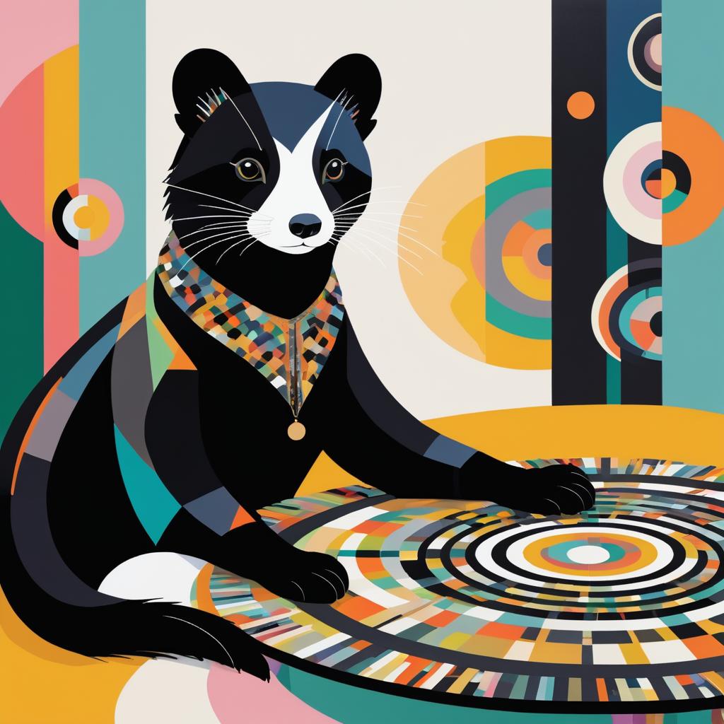 Charming Black Ferret on Sleek Table