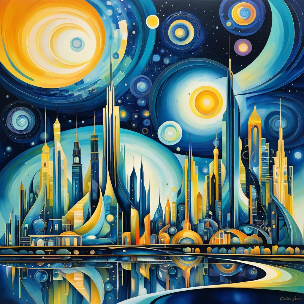 Surreal Future: Van Gogh Inspired Cityscape