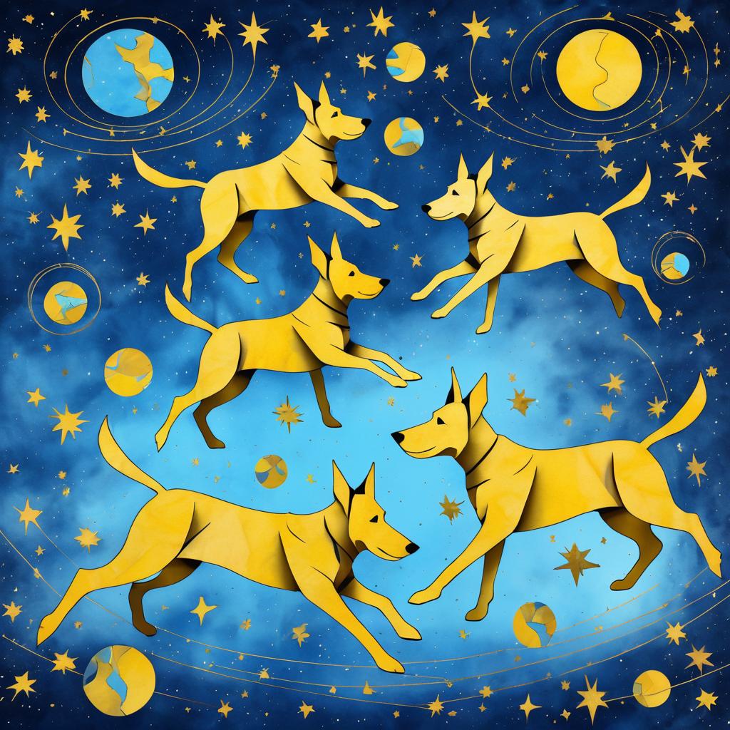 Surrealist Dogs Floating in Cosmic Abyss