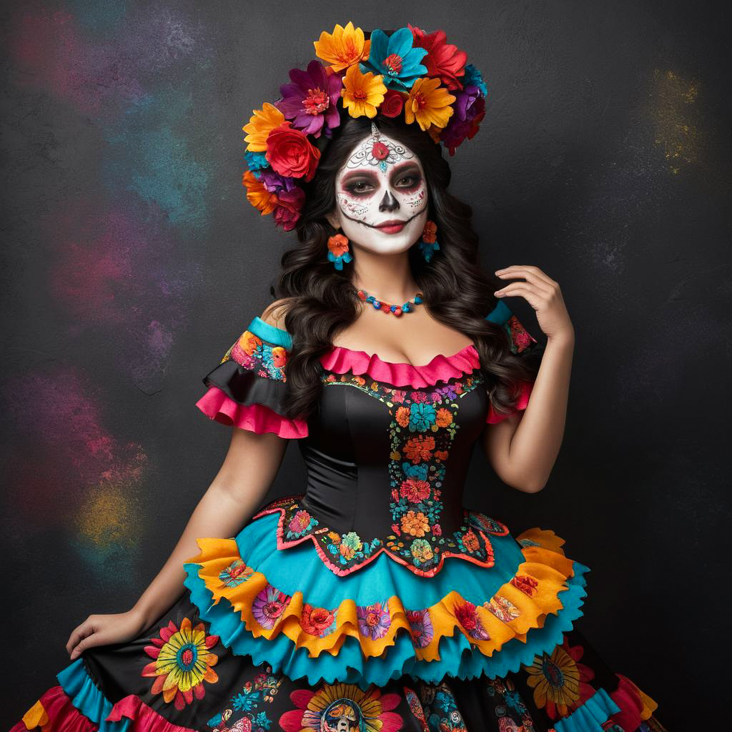 Vibrant Catrina Costume Portrait